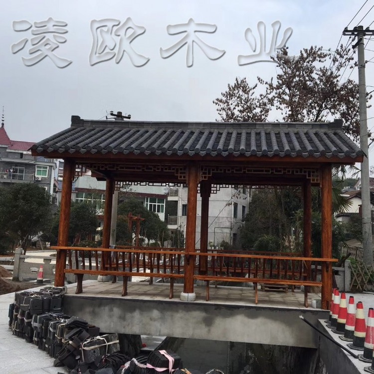 供应沥青瓦防腐木凉亭 公园/广场/景区四角凉亭 凉亭安装设计图