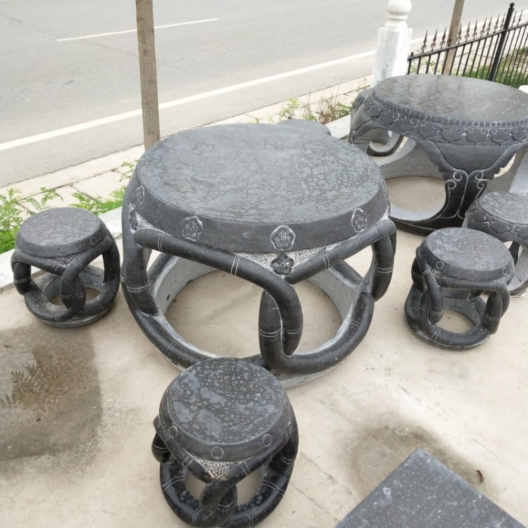 石凳价格图片 庭院户外花园茶几餐桌 家用青石仿古做旧 圆形石雕桌椅