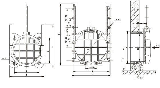 <strong><strong><strong>铸铁镶铜圆闸门</strong></strong></strong>安装图