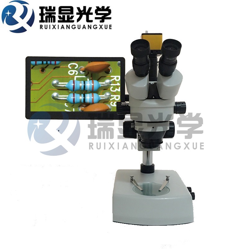 三目工业体视显微镜 上下光源通孔检测 电子视频显微镜