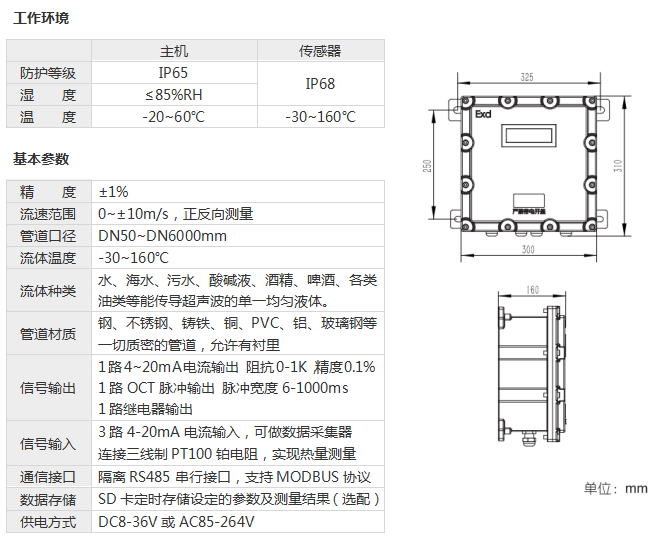 防爆插入式超声波流量计——工作环境和基本参数