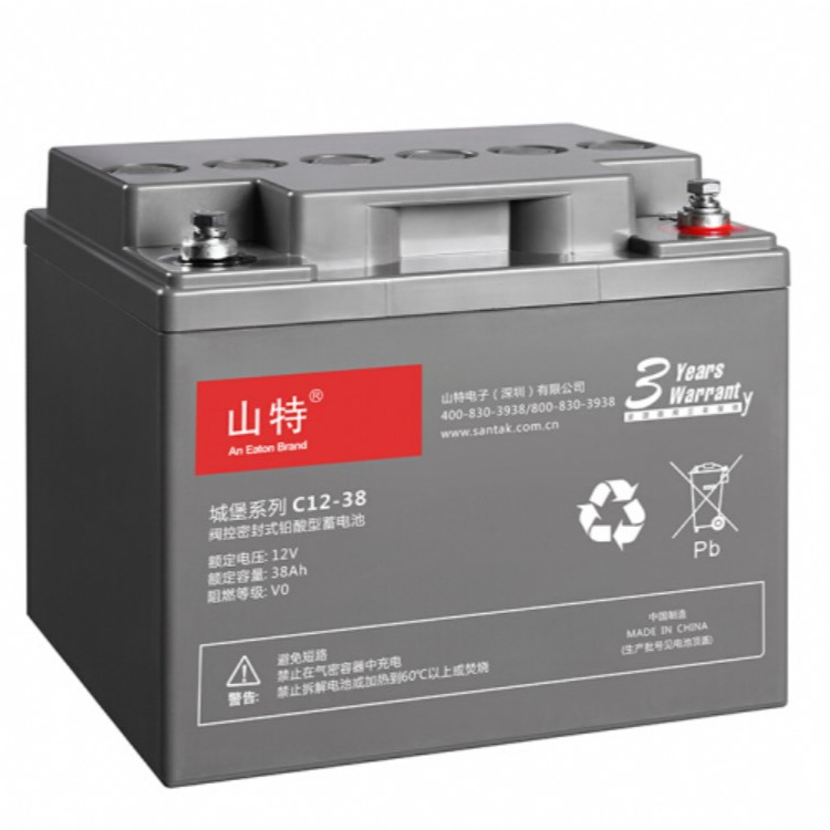 santak 山特ups电源电池铅酸蓄电池免维护12v38ah c12