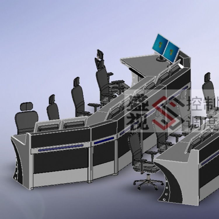 指挥接警中心控制台 119火警中心接警系列指挥值班台 定制非标异形控制台产品 圆弧系列调度指挥桌