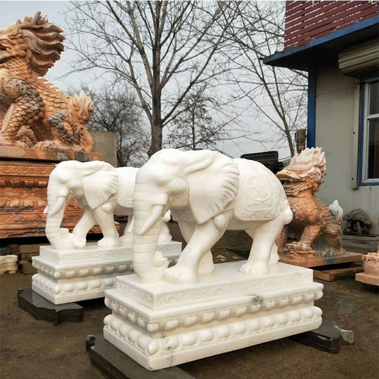 弘正雕塑 大象狮子麒麟石雕 石材大象等动物石雕 雕刻大象