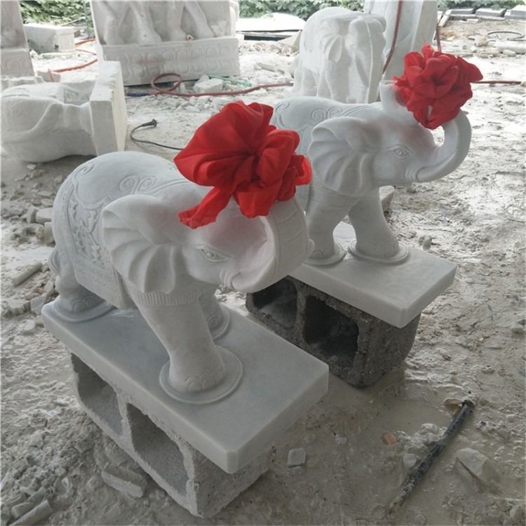 弘正雕塑 大象狮子麒麟石雕 石材大象等动物石雕 雕刻大象 动物雕刻翘鼻子