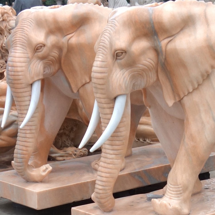 弘正雕塑 大象狮子麒麟石雕 石材雕刻动物雕刻 神兽招财石头象