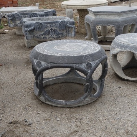 弘正园林雕塑 石雕桌子一套 80-150cm 仿古石雕桌凳 复古石头桌子 青石石桌