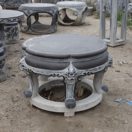 弘正园林雕塑 石雕桌子一套 80-150cm 仿古石雕桌凳 复古石头桌子 青石桌 石头凳子