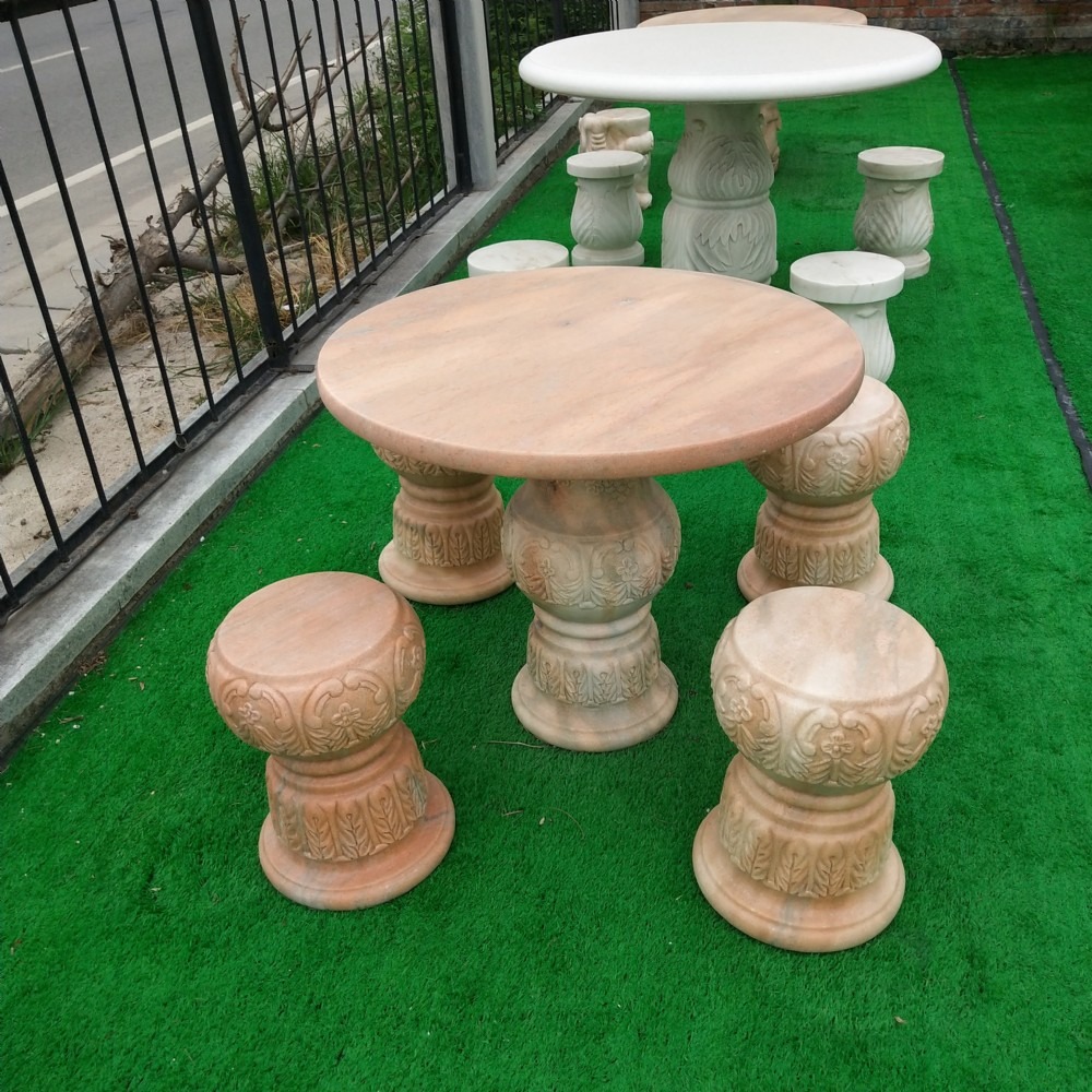 弘正园林雕塑 欧式石桌子 0.6-1.2M 庭院公园石桌 汉白玉石雕桌