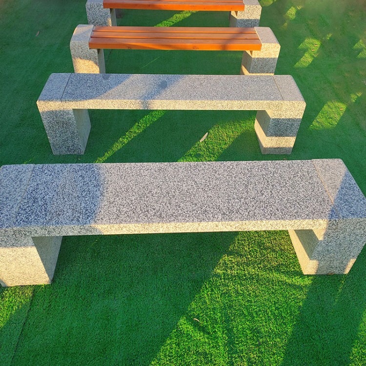 石雕石凳子石雕长椅子长条石凳花岗岩石头防腐木公园休息长椅户外庭院