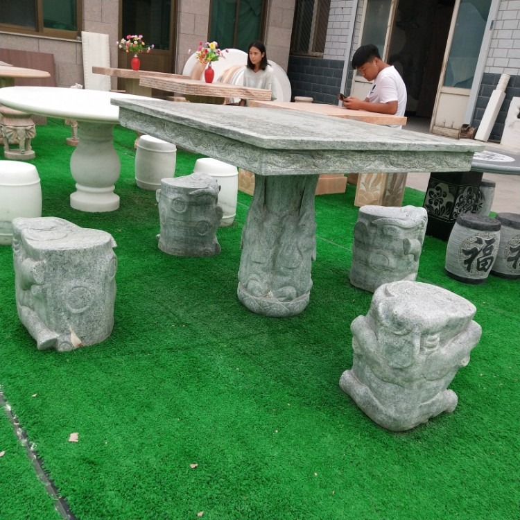 天然大理石石桌石凳 庭院花园户外家用休闲 五子棋石桌椅茶几 现代