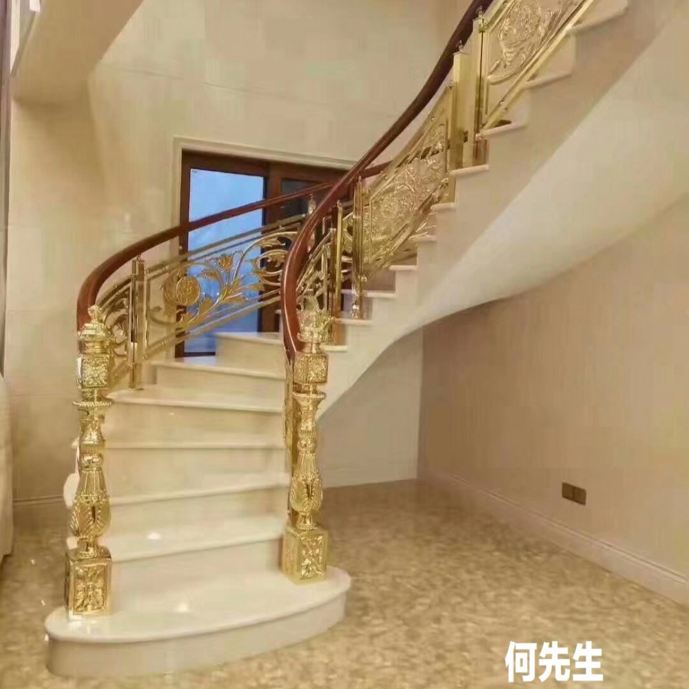 别墅铜楼梯古典镂空花格 纯铜打造栏杆扶手美观大气