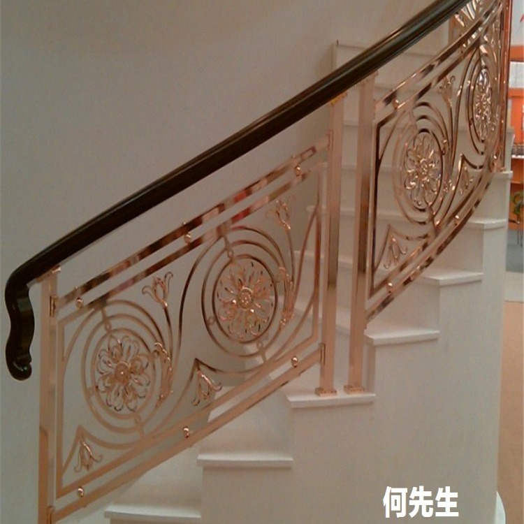 铜艺红古铜雕花镂空楼梯栏杆 表面古铜处理复古豪华